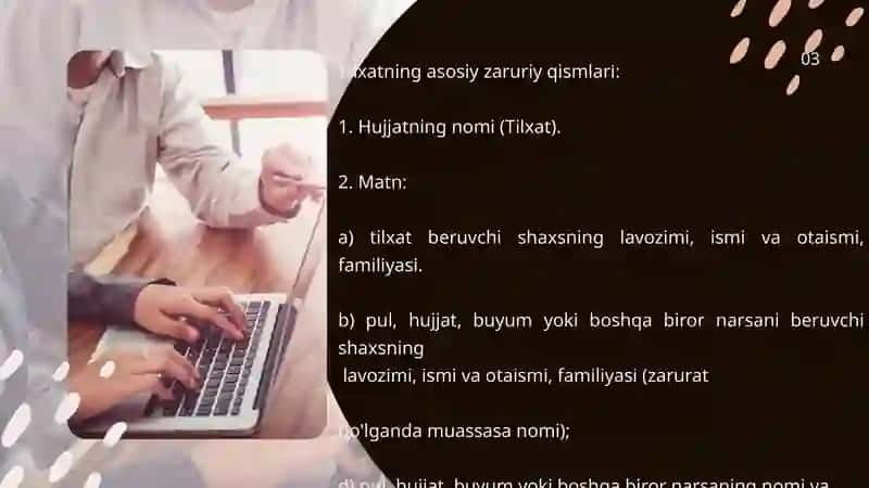 Maʼlumot-axborot hujjatlari. Tilxat va Tushuntirish xati 3