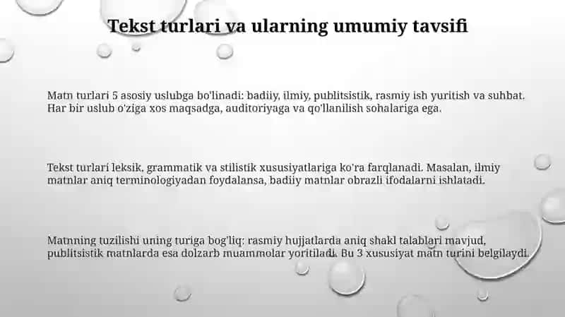 Matn turlari va uning oʻziga xos jixatlari 3