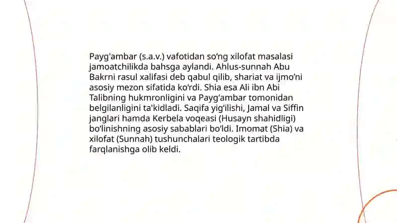 Islomda mazhablarning paydo bo’lishi, ilk ixtiloflar 3