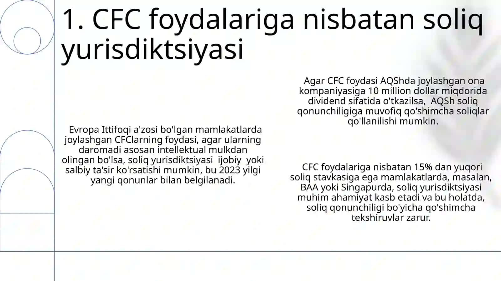 Nazorat qilinadigan chet el kompaniyalarining foydasiga solig solish shartlari va umumiy qoidalari 3