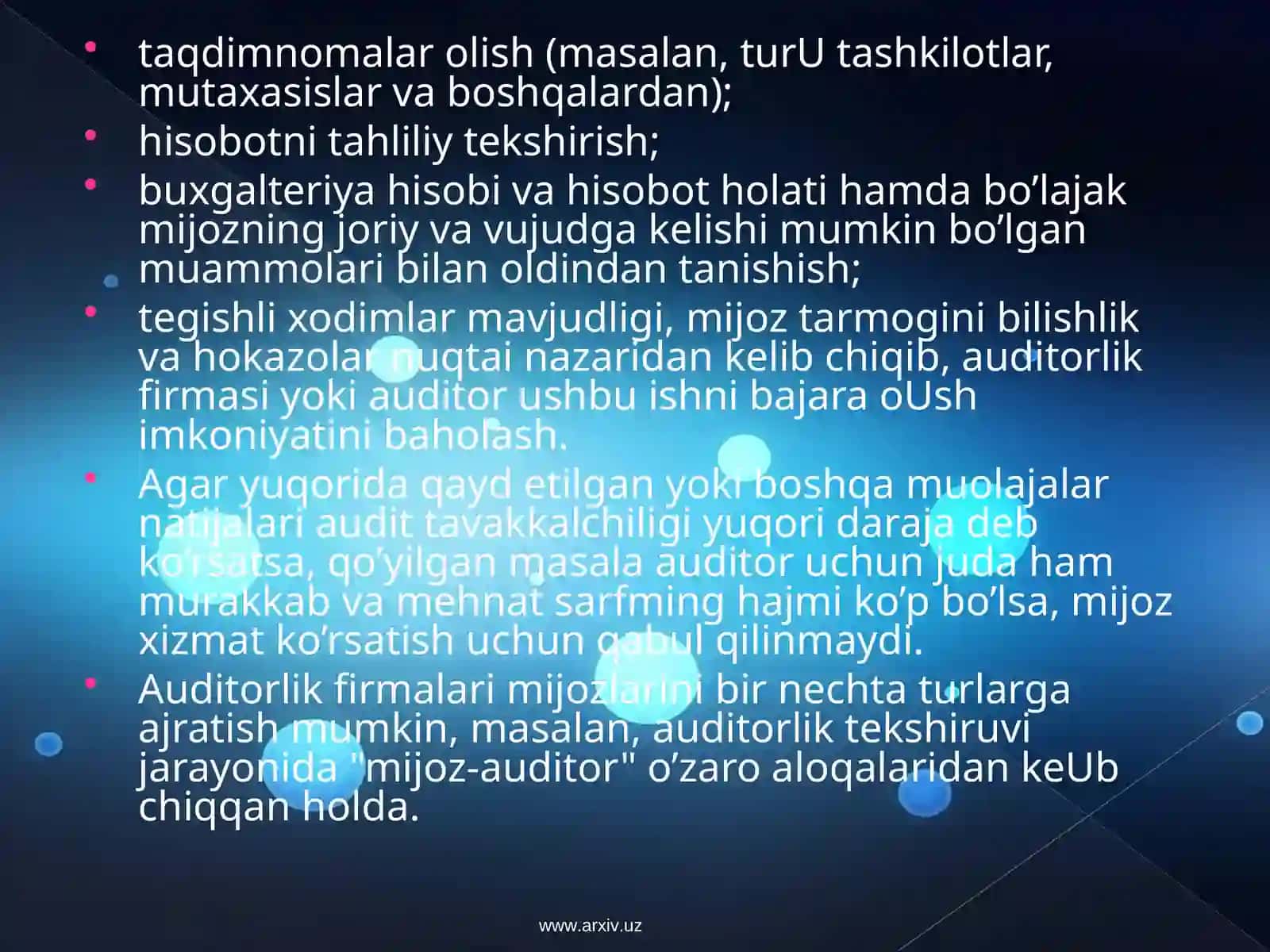 Auditorlik tashkilotlar tomonidan mijozlarni tanlab olish 3