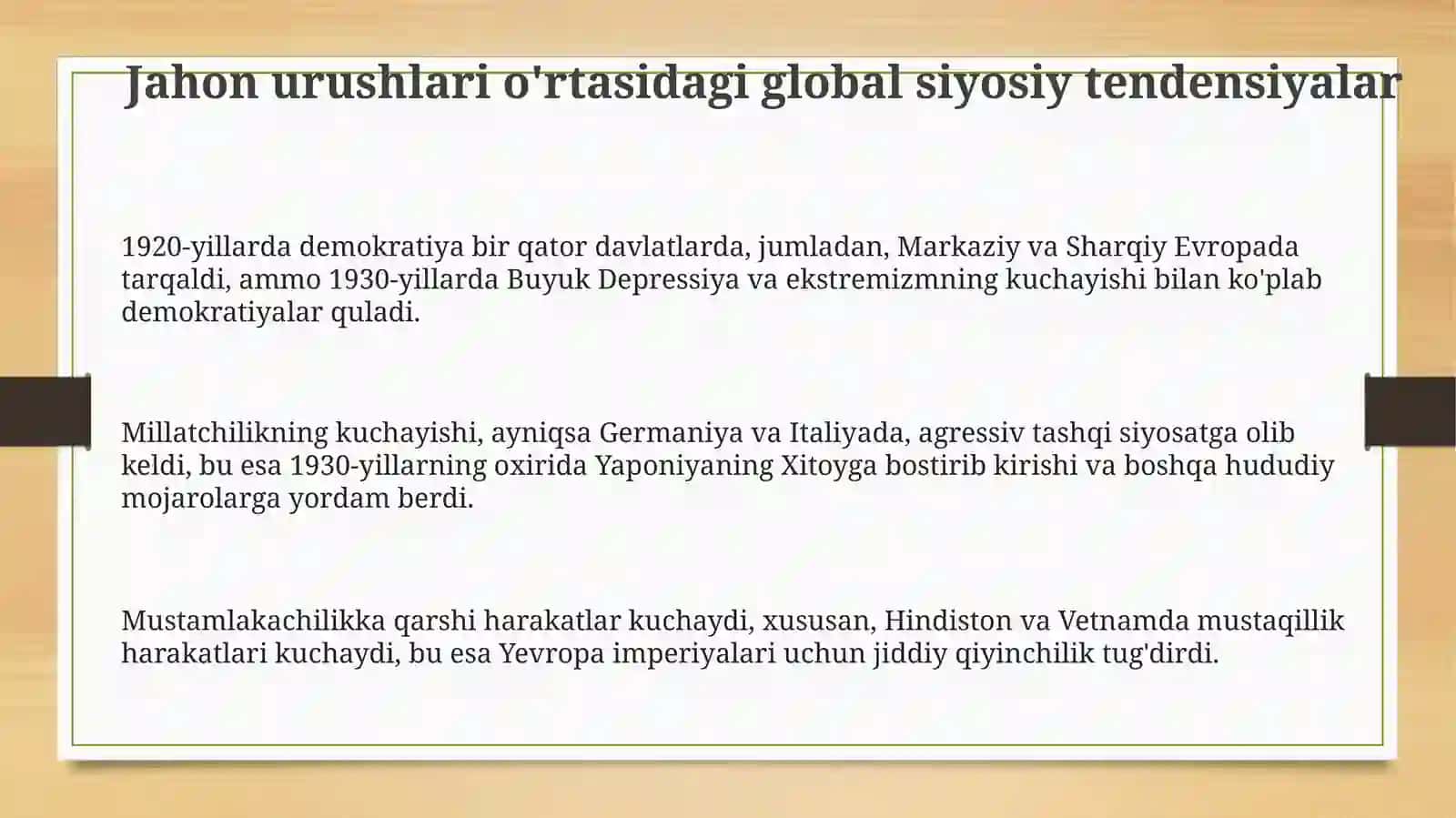 Jahon urushlari oralig'idagi global siyosiy tendensiyalar 3