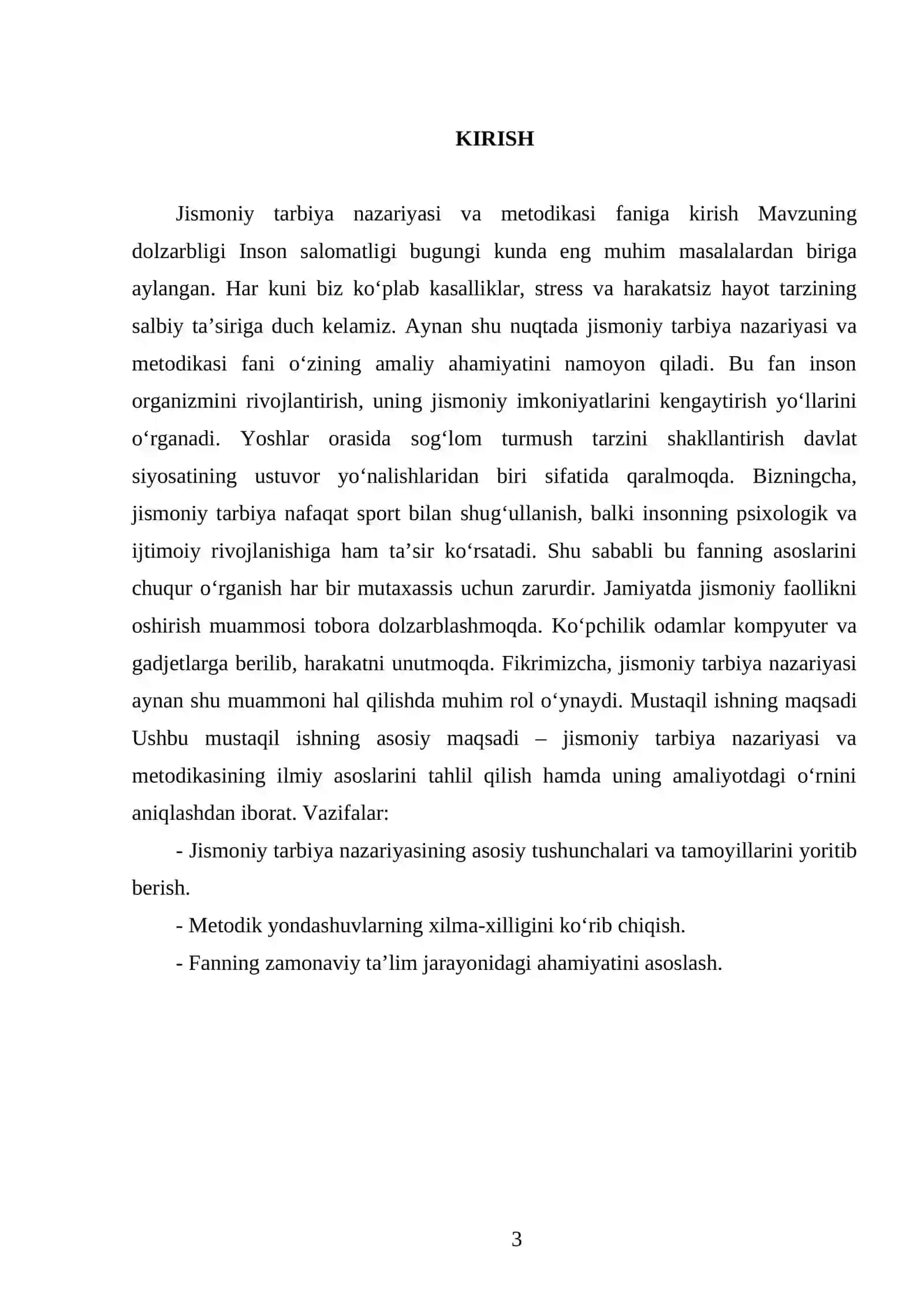 Jismoniy tarbiya nazariyasi va metodikasi faniga kirish 3