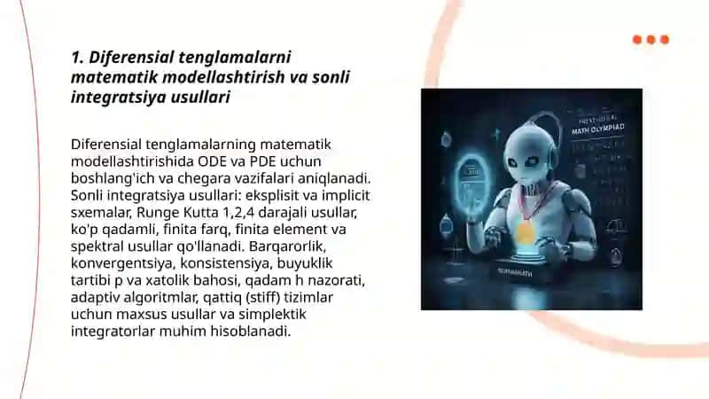 Mathematics modellashtirish, sonli tahlil usullarini tizimlarda amalga oshirish 3