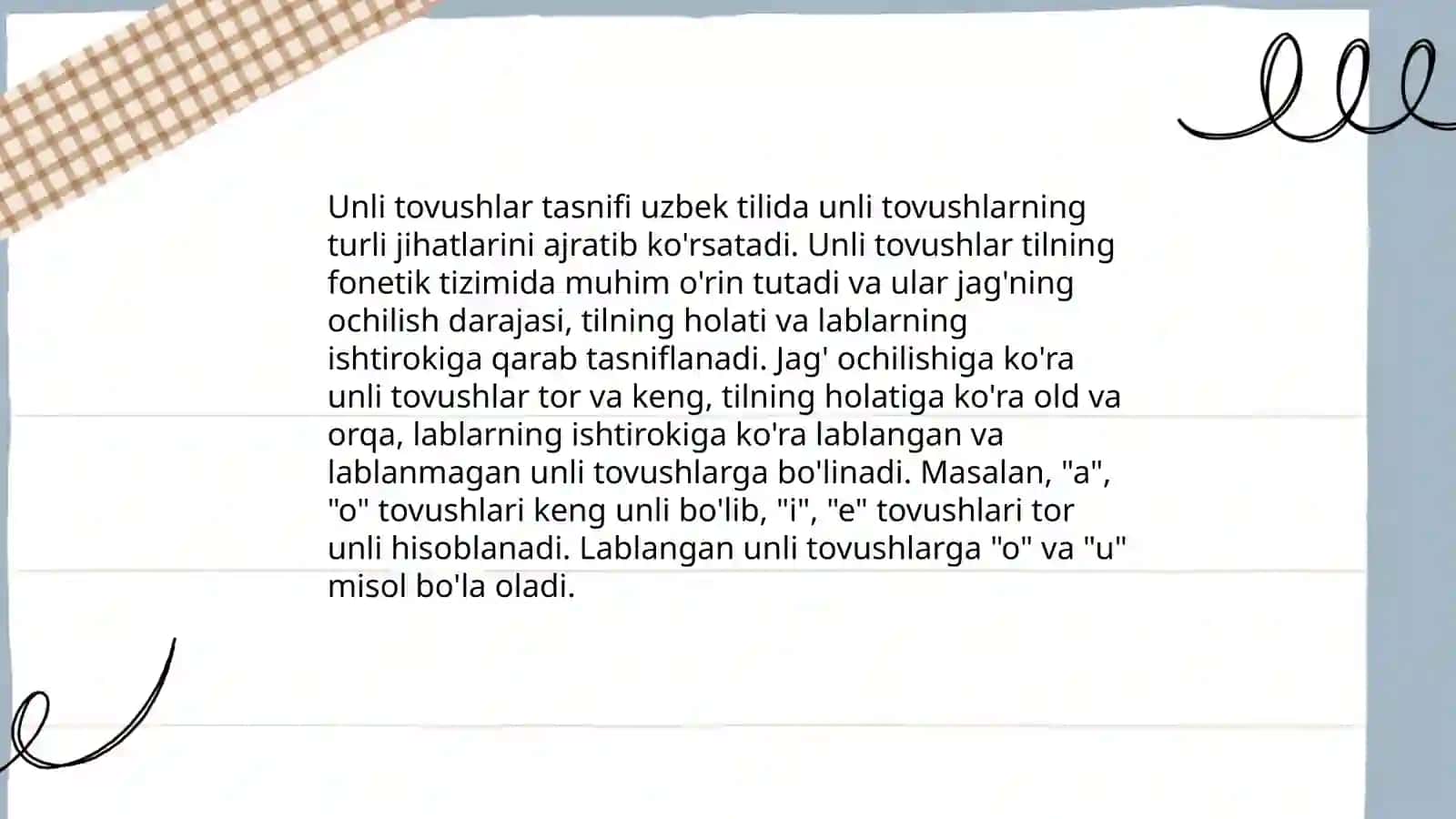 Unli tovushlar talaffuzi va imlosi 3