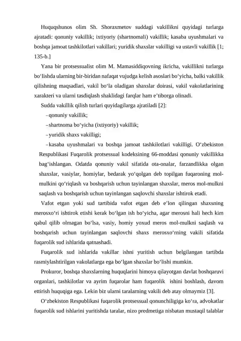 Advokatning fuqarolik sudi ishlarini yuritishdagi ishtiroki 3