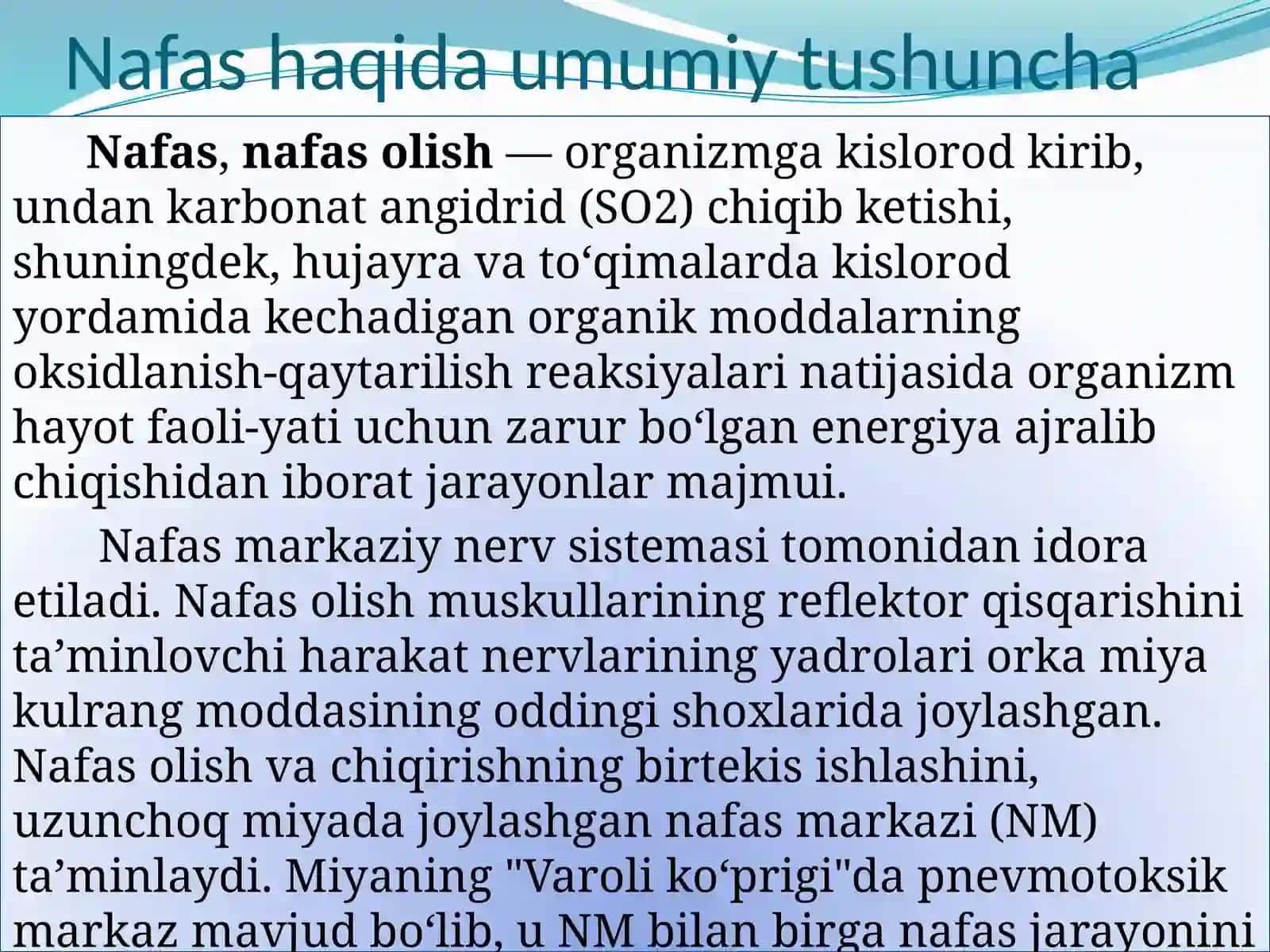 Nafas fizialogiyasi.Nafasning hajm ko’rsatkichlari 3