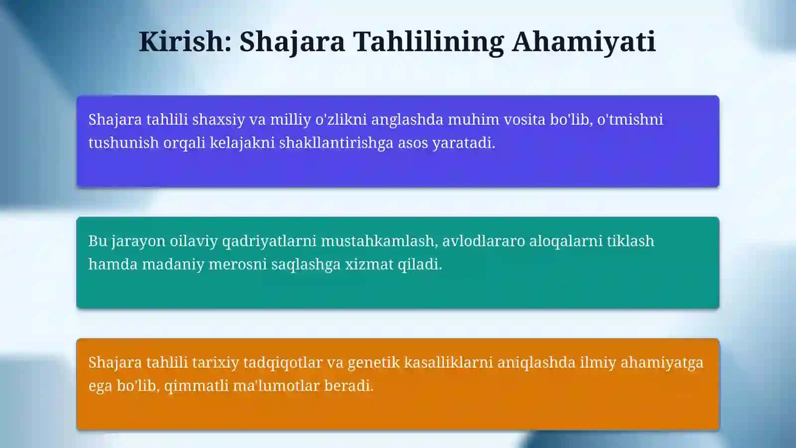 Avlodlar shajarasini tahlil qilishga organish 3