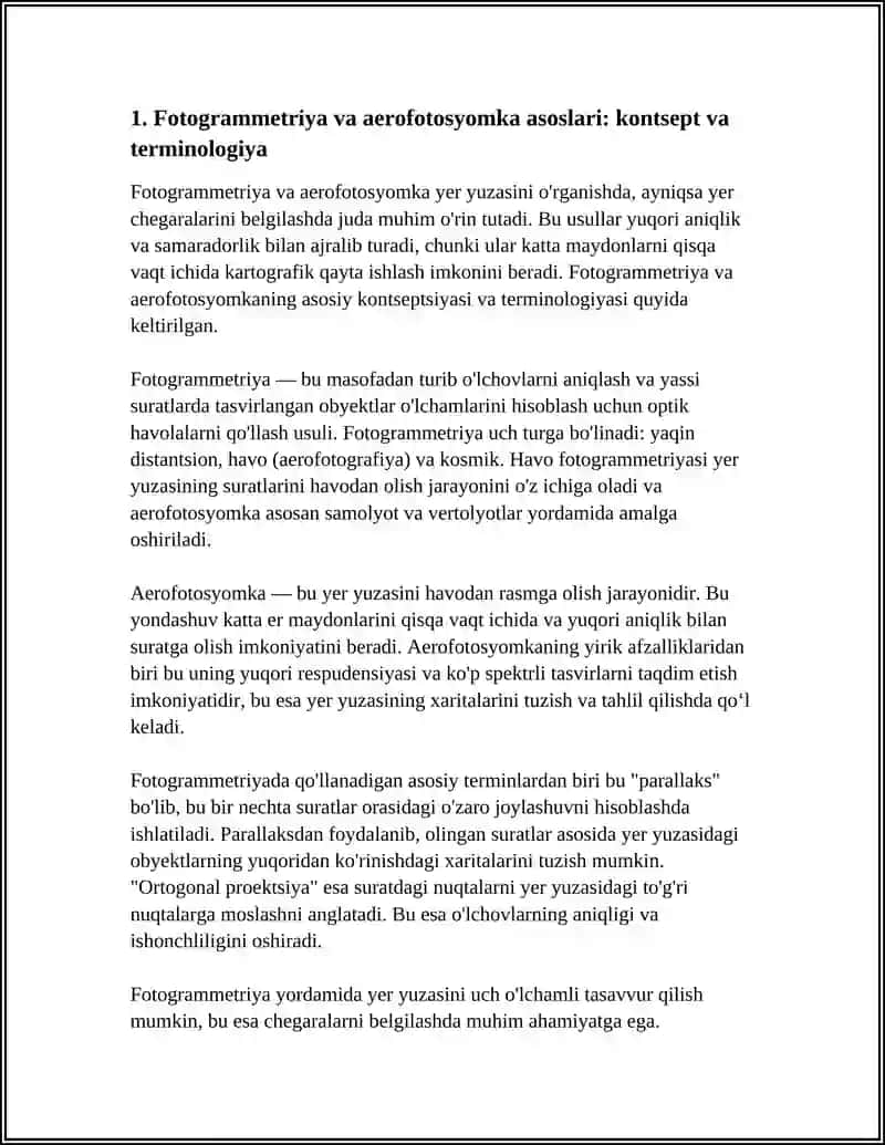 Yer Chegaralarni Belgilashda Fotogrammetriya va Aerofotosyomka Usullaridan Foydalanish 3