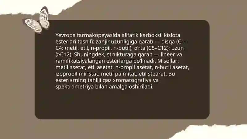 Yevropa farmakopeyasining tarkibiga kirgan alifatik karbon kislotalar hosilalari va ularning tahlili 3