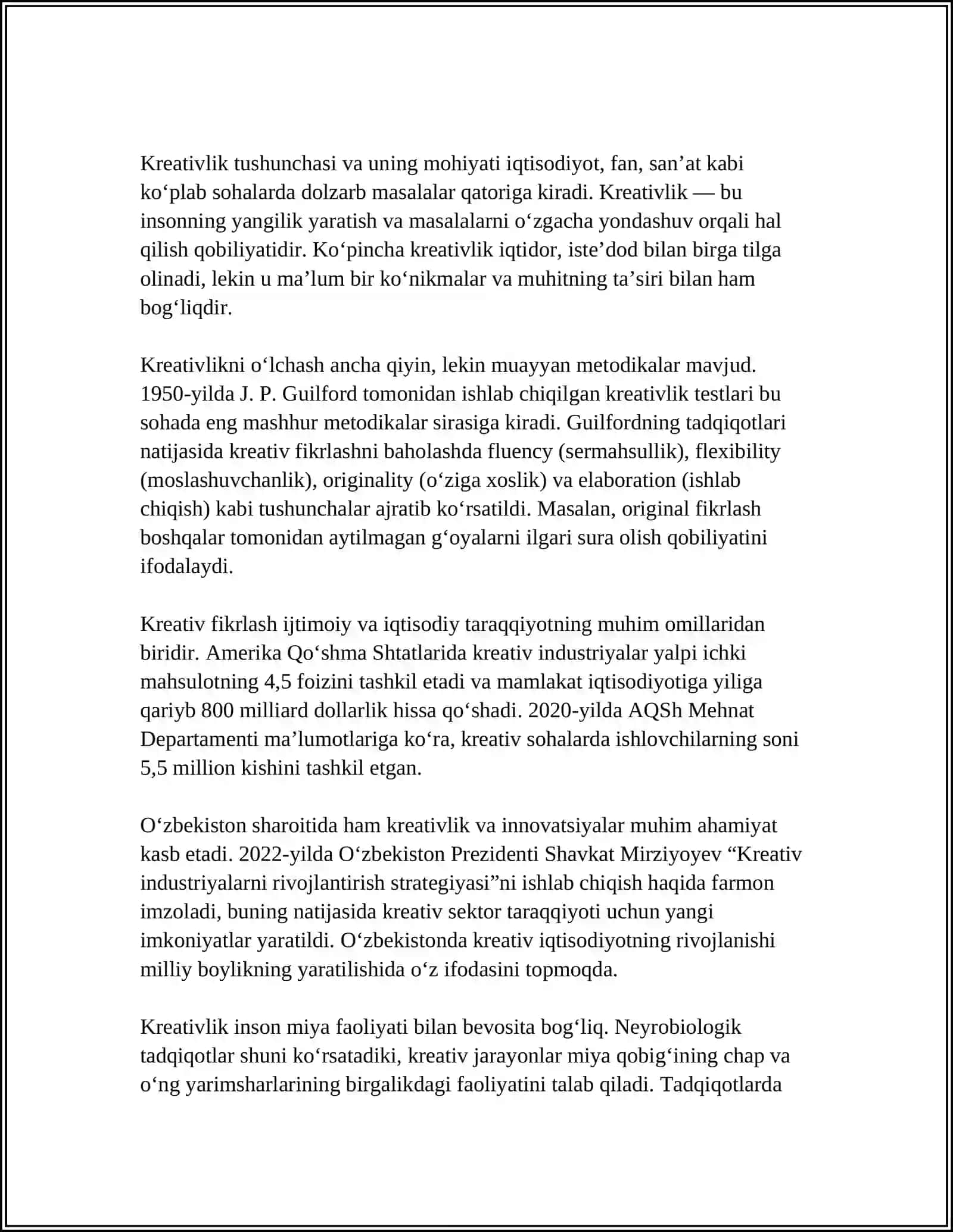 PEDAGOGLARDA KREATIVLIK SIFATLARINI RIVOJLANTIRISH MOHIYATI 3