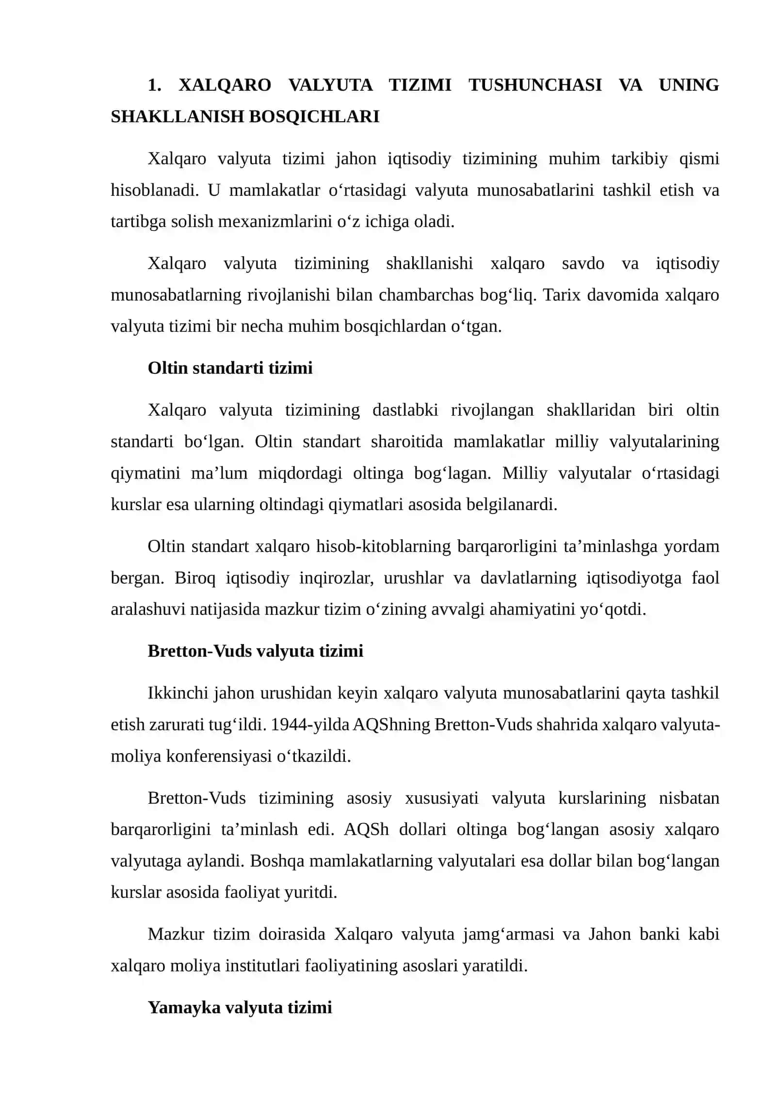 Xalqaro Valyuta Tizimi va Valyuta Kurslarining Iqtisodiy Rivojlanishga Ta’siri 3