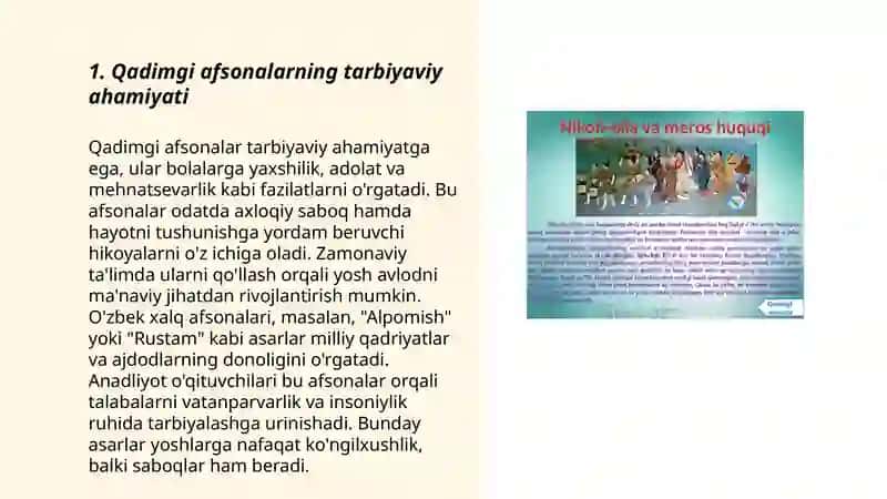 Qadimgi Afsonalar va Satiralarning tarbiyaviy ahamiyati 3