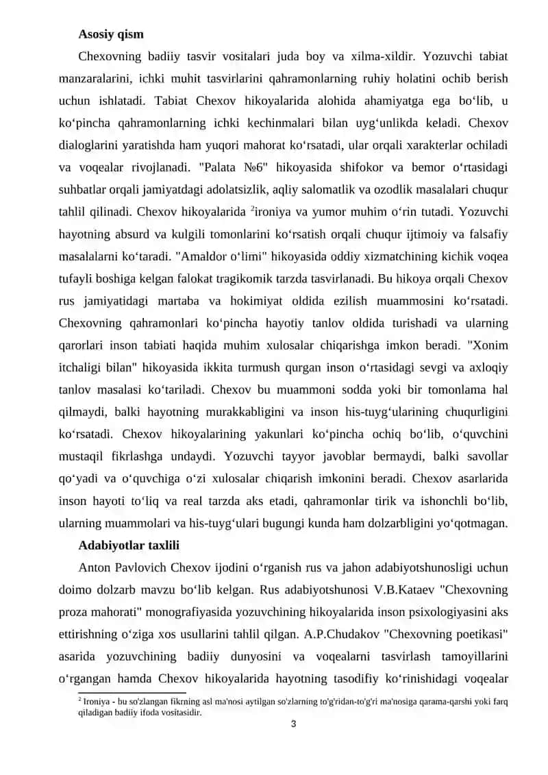 Chexov hikoyalarida  inson hayotining badiiy tasviri 3