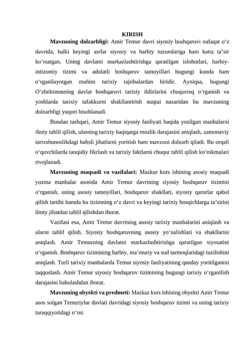 MANBALARDA AMIR TEMUR DAVRI SIYOSIY BOSHQARUVI TARIXI 3