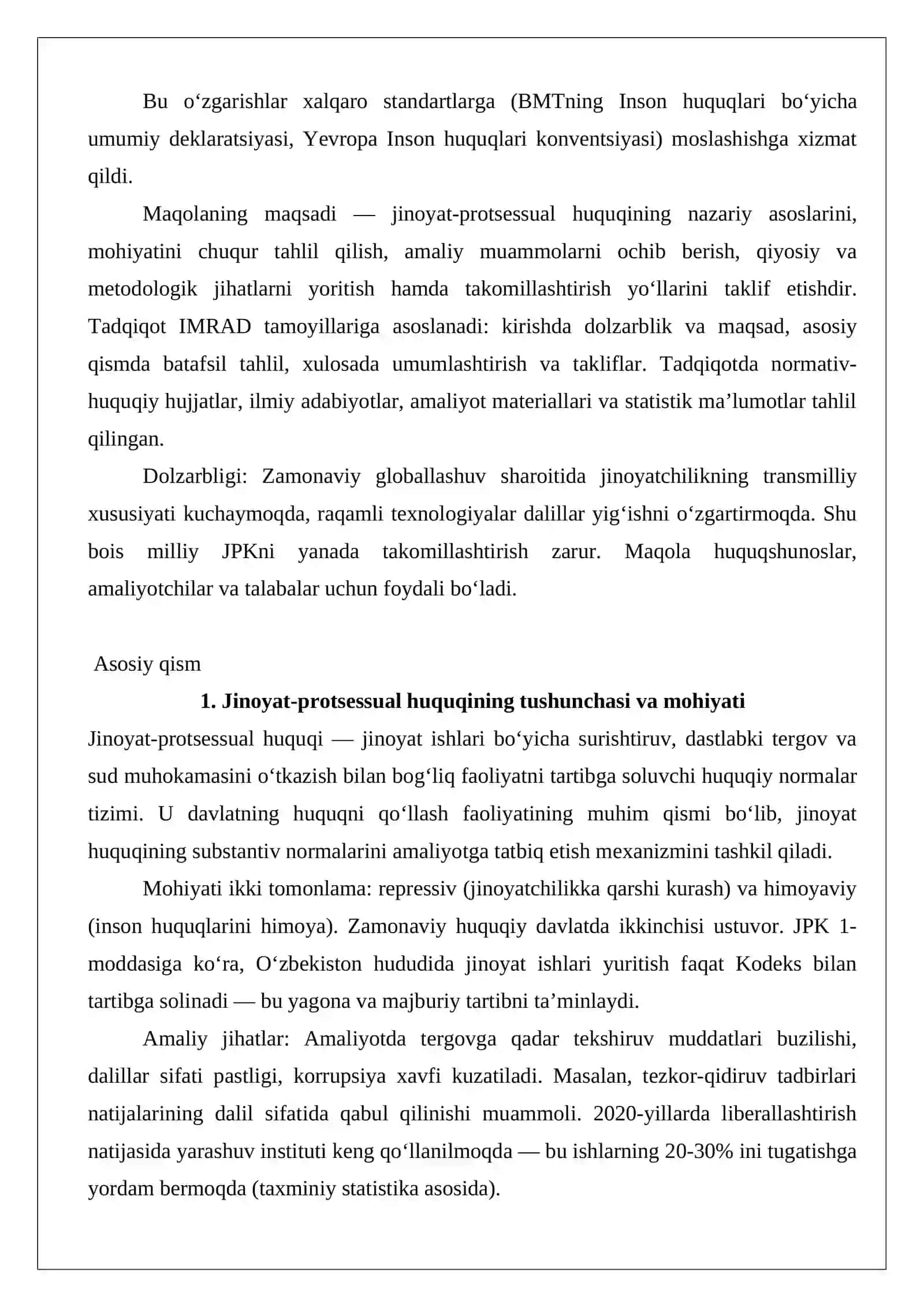 Jinoyat-protsessual huquqi tushunchasi, mohiyati 3