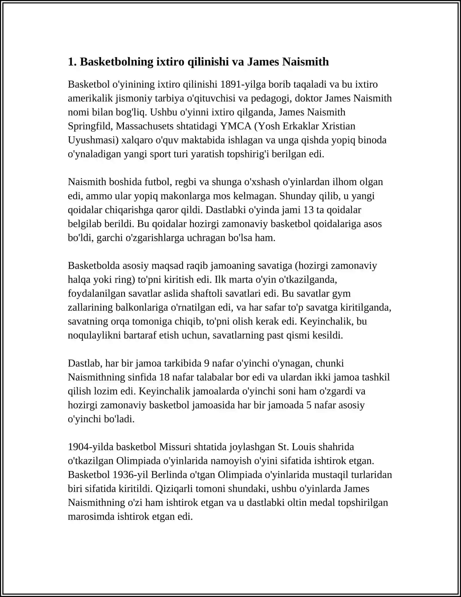 BASKETBOL TARIXI VA QOIDALARI 3