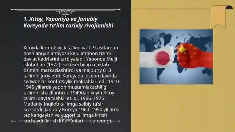 Osiyo mamlakatlari taʼlim taraqiyoti ( xitoy, yaponiya va janubiy korea) 3