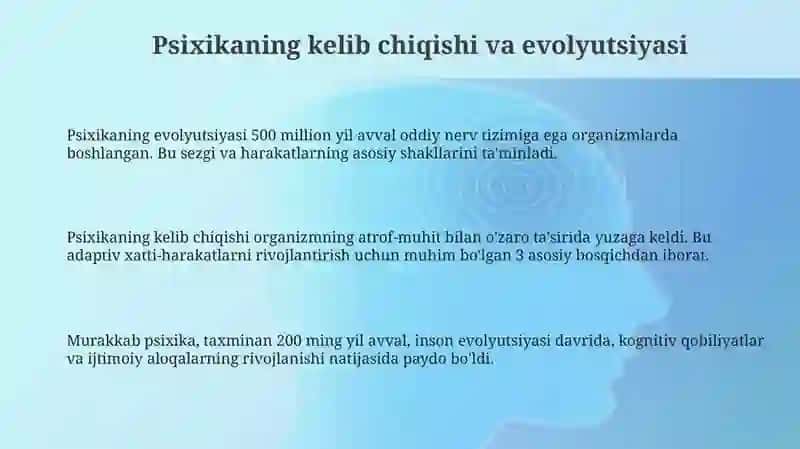 Psixikaning evolyutsiyasi va vujudga kelishi 3
