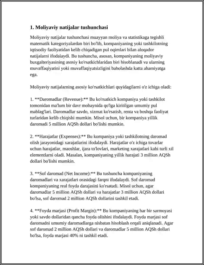 Moliyaviy natijalar tushunchasi 3
