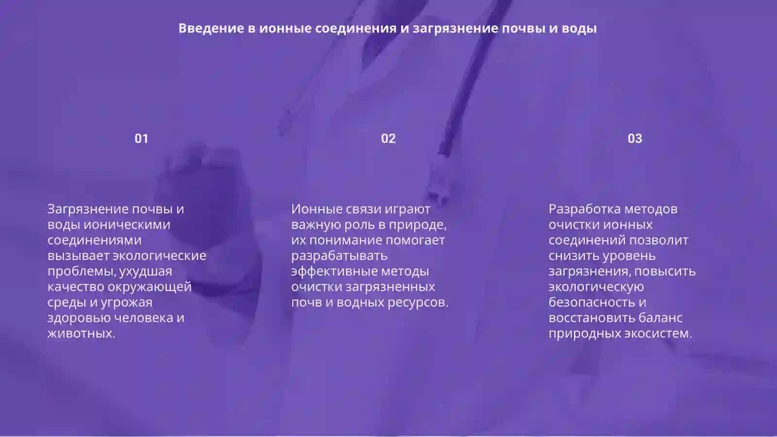 Определение соединений с ионной связью при загрязнении почвы и воды 3