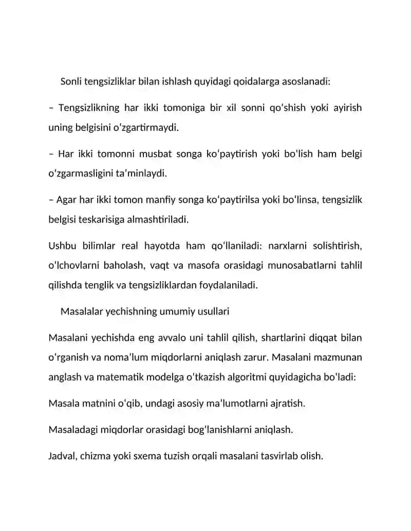 Sonli tenglik va tengsizliklar 3