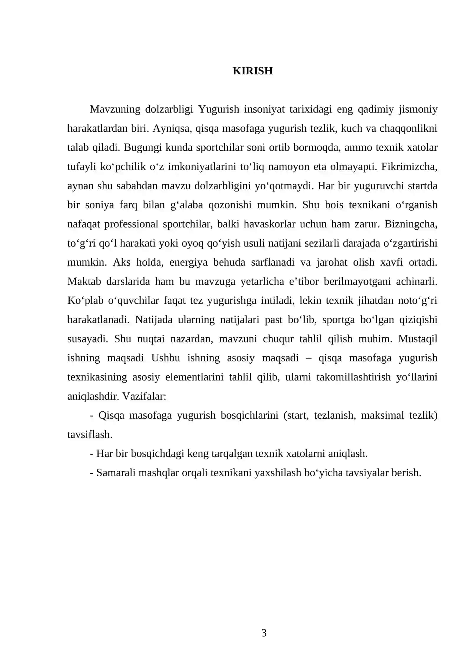 Qisqa masofaga yugurish texnikasi 3