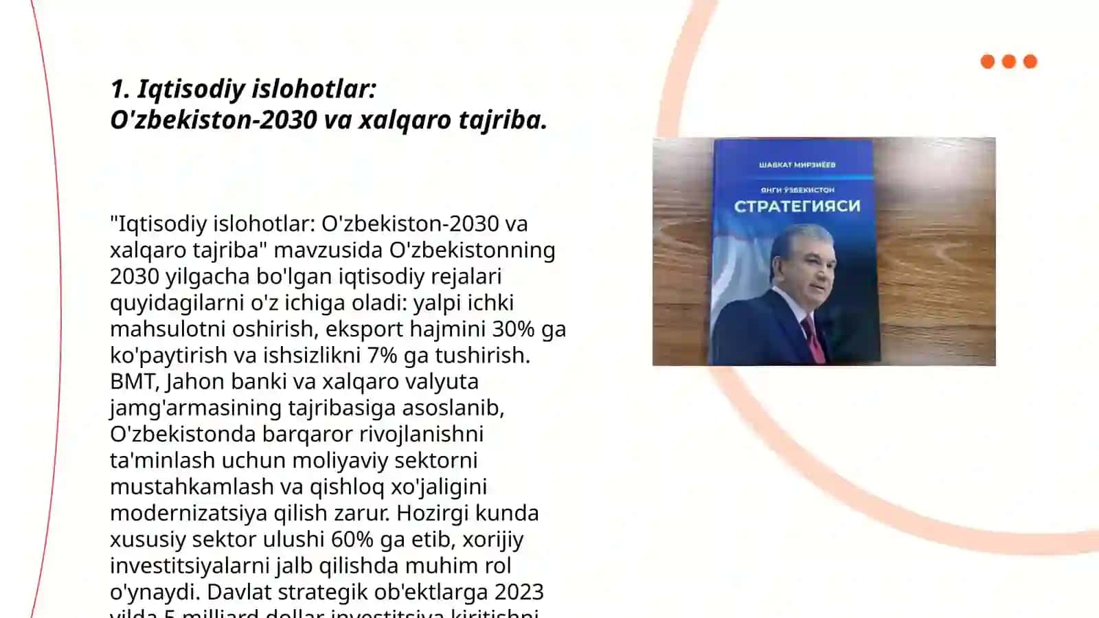 O'zbekiston-2030 strategiyasi va O'zbekiston Respublikasi prezident Sh. Mirziyoyev 3