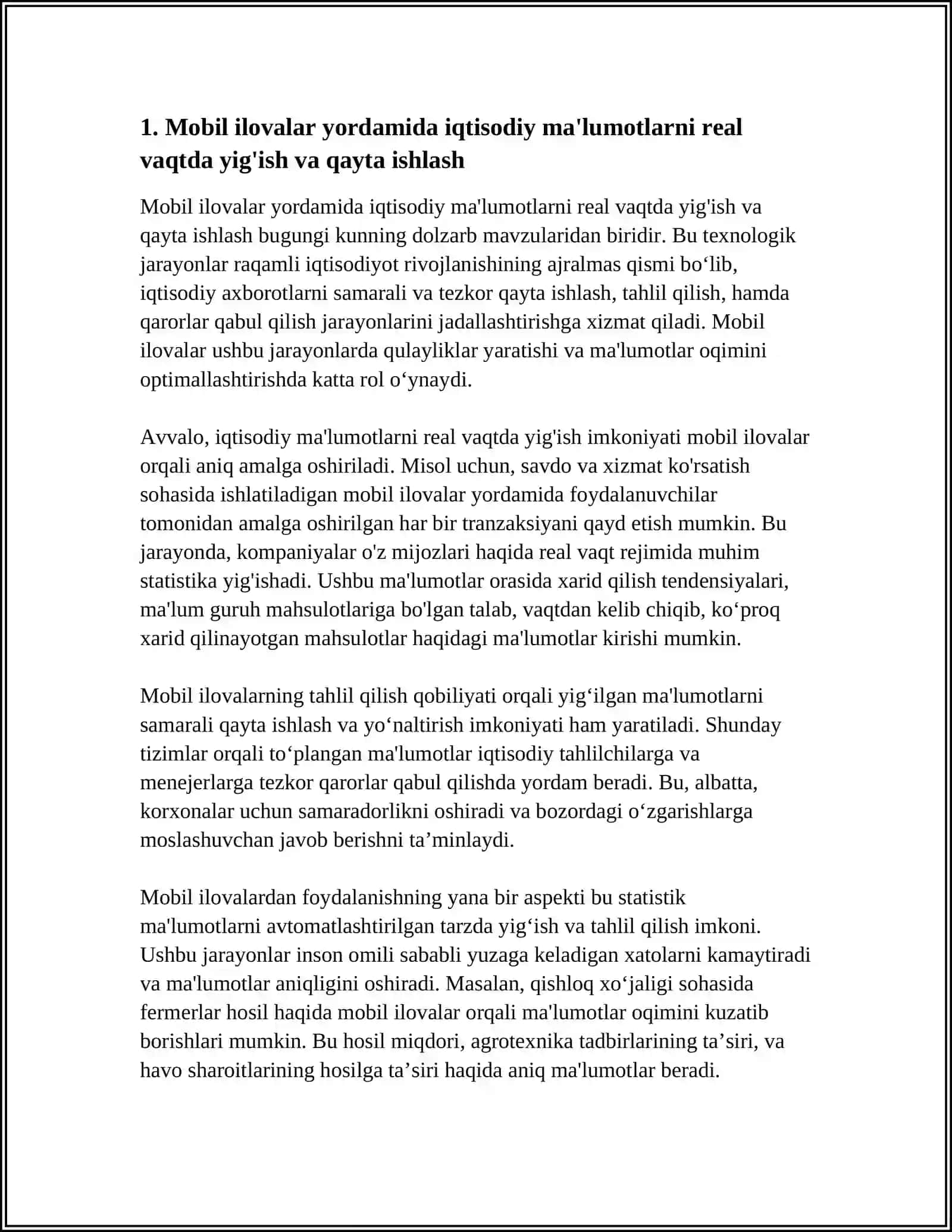 IQTISODIY AXBOROTLARNI QAYTA ISHLASH UCHUN MOBIL ILOVALARDAN FOYDALANISH 3