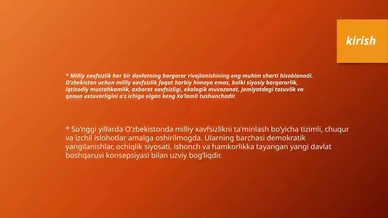 Milliy xavfsizlikni ta'minlash borasida amalga oshirilayotgan ishlar 3