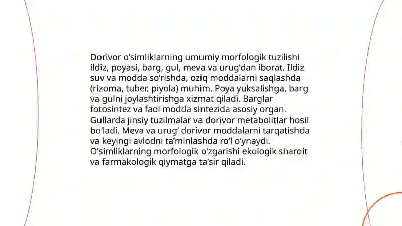 Dorivor oʻsimliklarning morfologik belgilari 3