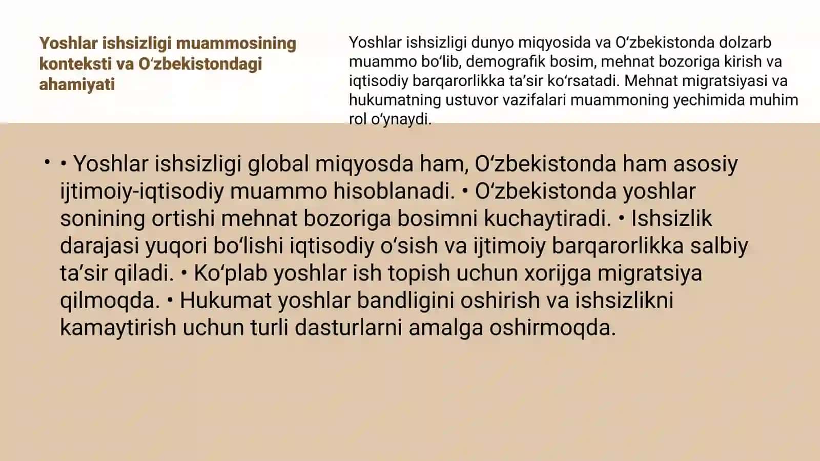 Yoshlar ishsizligi va Iqtisodiy Oʻsish 3