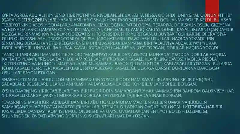 Qadimgi sharq mamlakatlarida o’rta asrlar davridagi tibbiyot 3