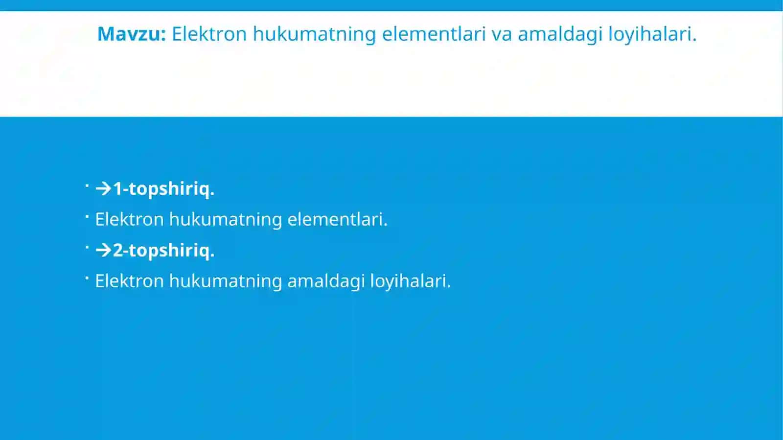 Elektron hukumatning elementlari va amaldagi loyihalari 3