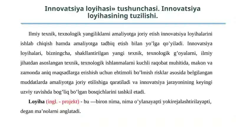 Innоvаtsiya lоyihаlаri 3