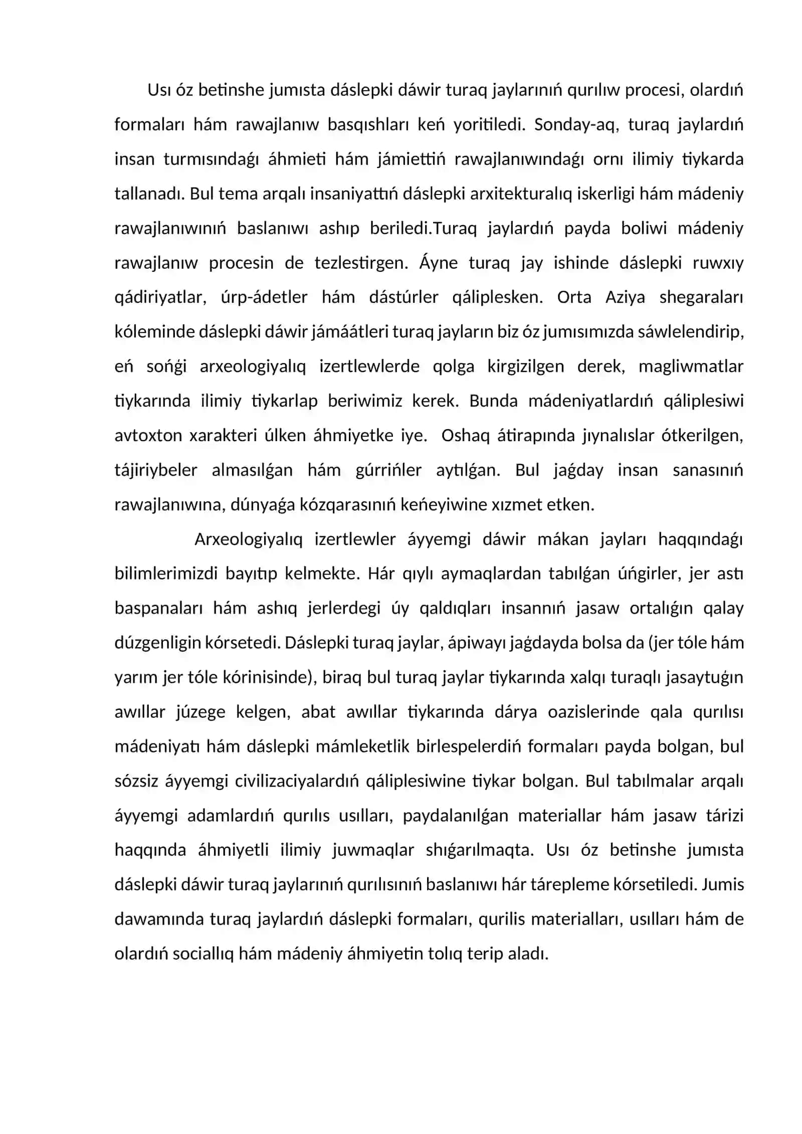 Alģashqı dáwir turaq jay qurılısınıń baslanıwı 3