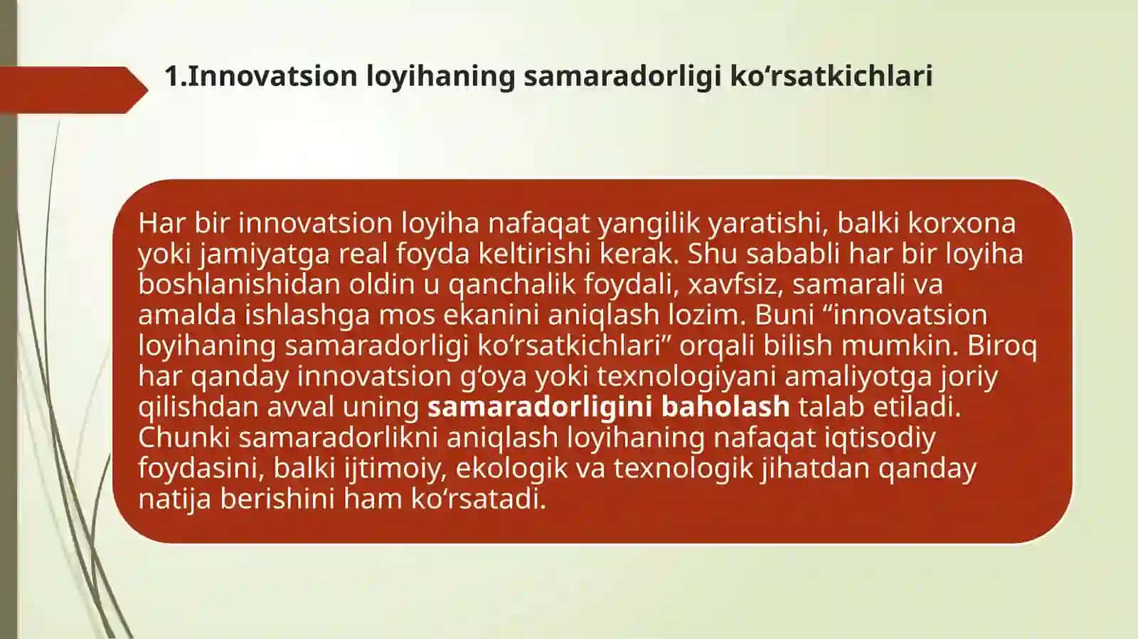 Innovatsion loyihaning samaradorligi va qiymatini baholash 3