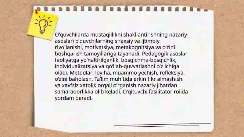 Oʻquvchilarda mustaqillikni shakillantirish tarbiya jarayoni samaradorligi omili sifatida 3