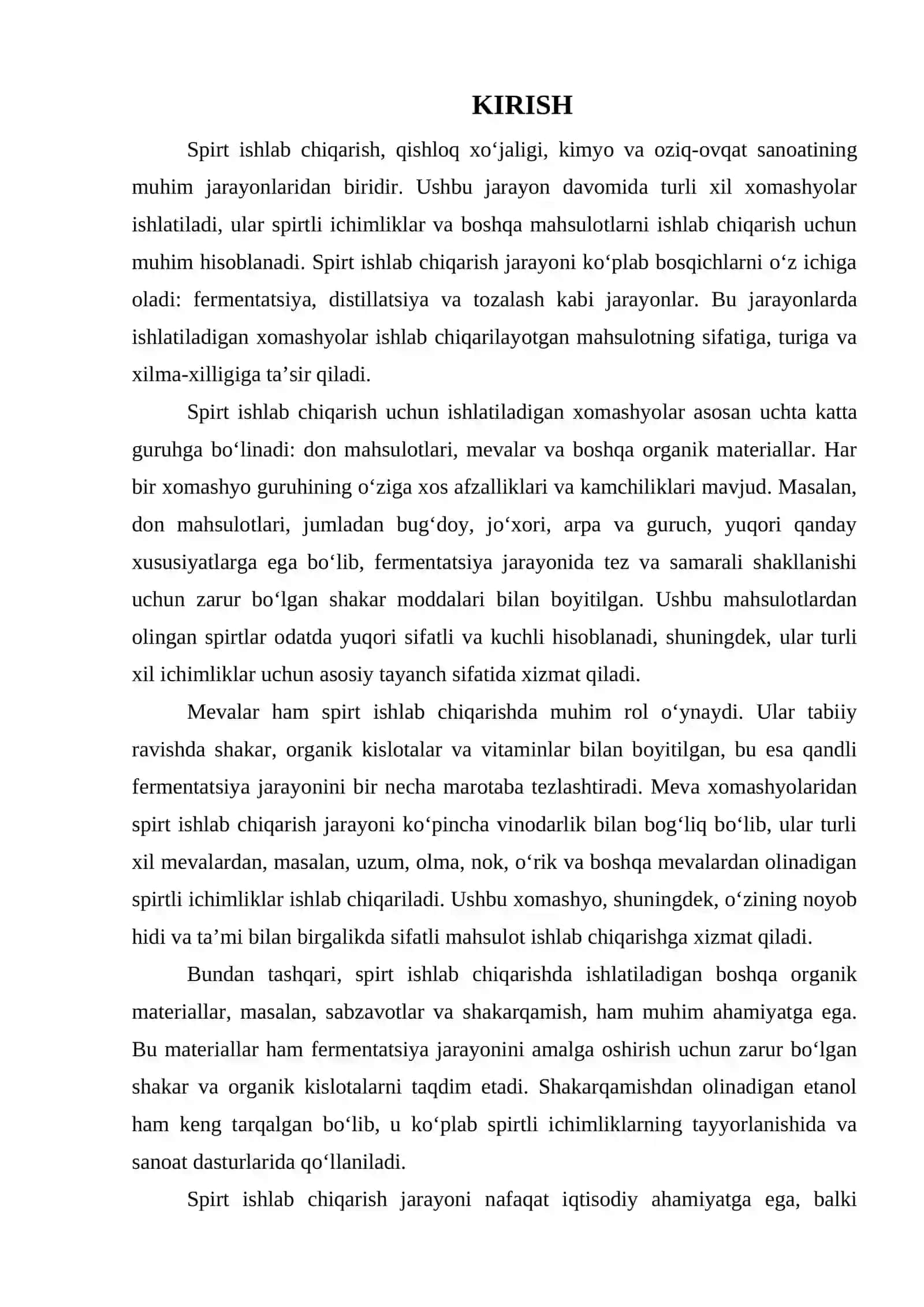 SPIRT ISHLAB CHIQARISH UCHUN ISHLATILADIGON XOMASHYOLAR VA ULARNI KLASTIFIKATSIYASI 3