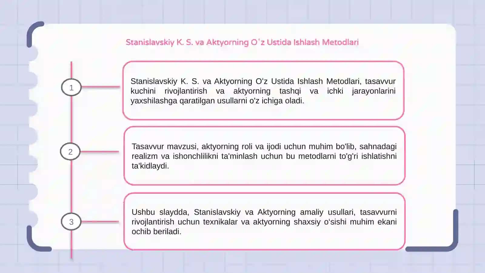Stanislavskiy K. S. va Aktyorning Oʻz Ustida Ishlash Metodlari 3