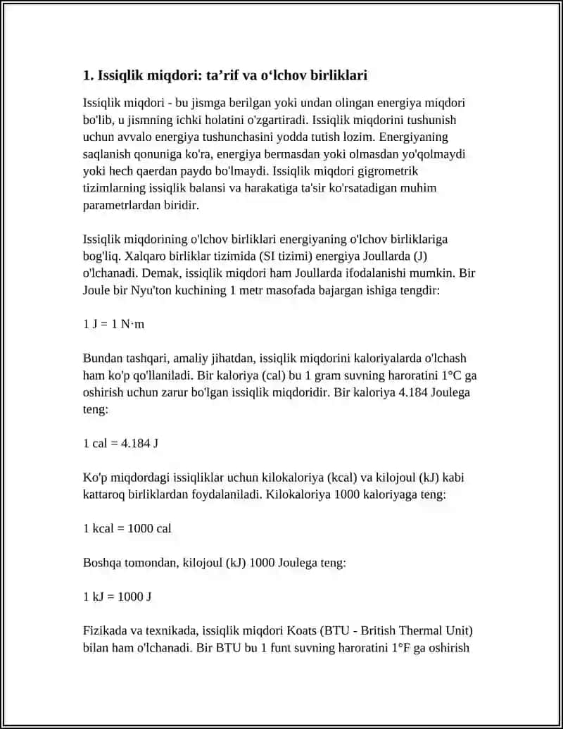 ISSIQLIK MIQDORI. TERMODINAMIKANING BIRINCHI QONUNI VA UNING IZOJARAYONLARDA TADBIGʻI 3