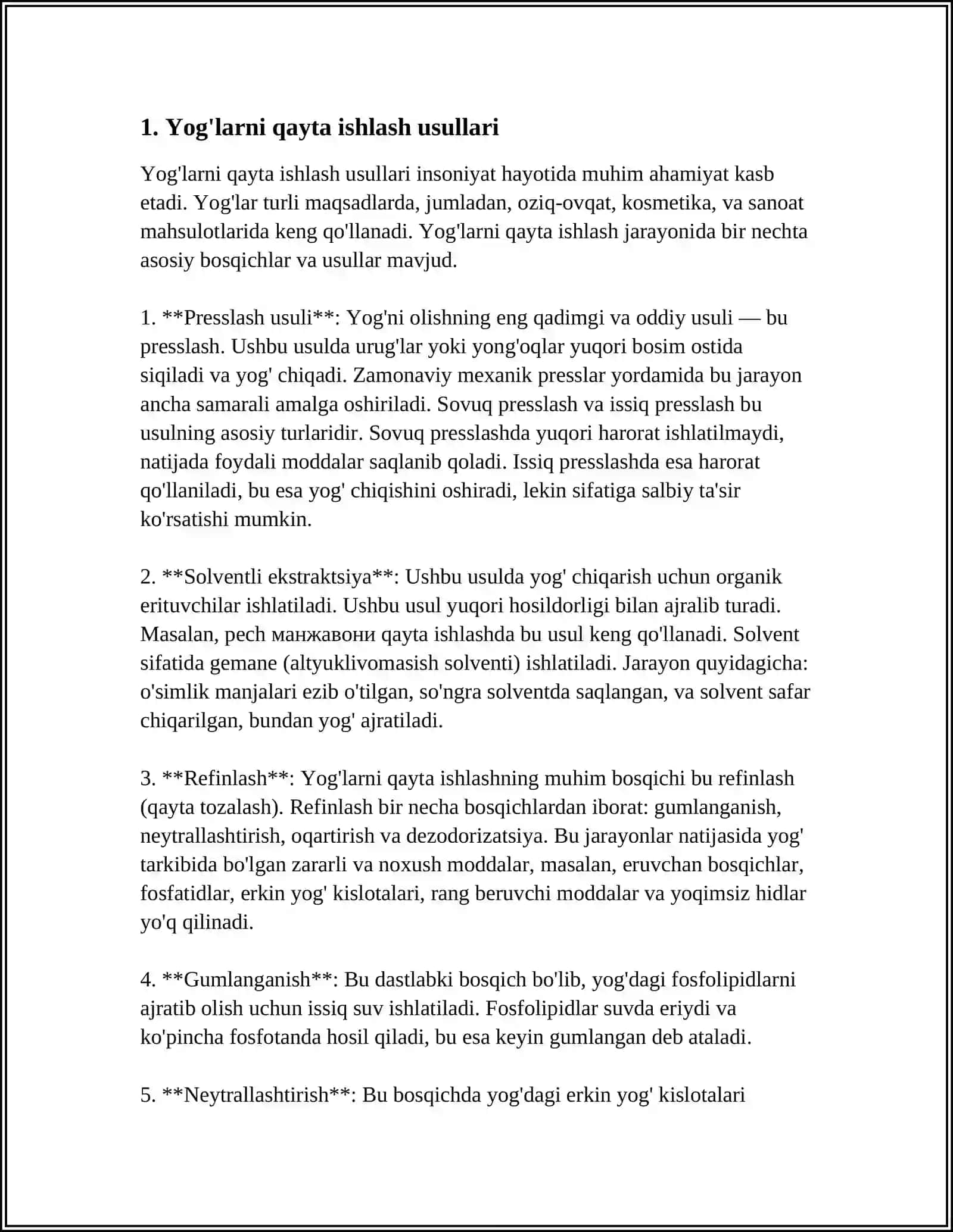 MUSTAQIL ISH Mavzu: NEFTNI QAYTA ISHLASH USULLARI 3