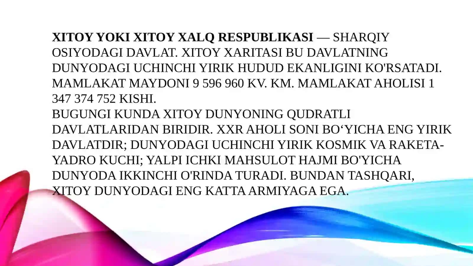 Xitoy Xalq Respublikasiiqtisodiy-ijtimoiygeografiktavsifi 3