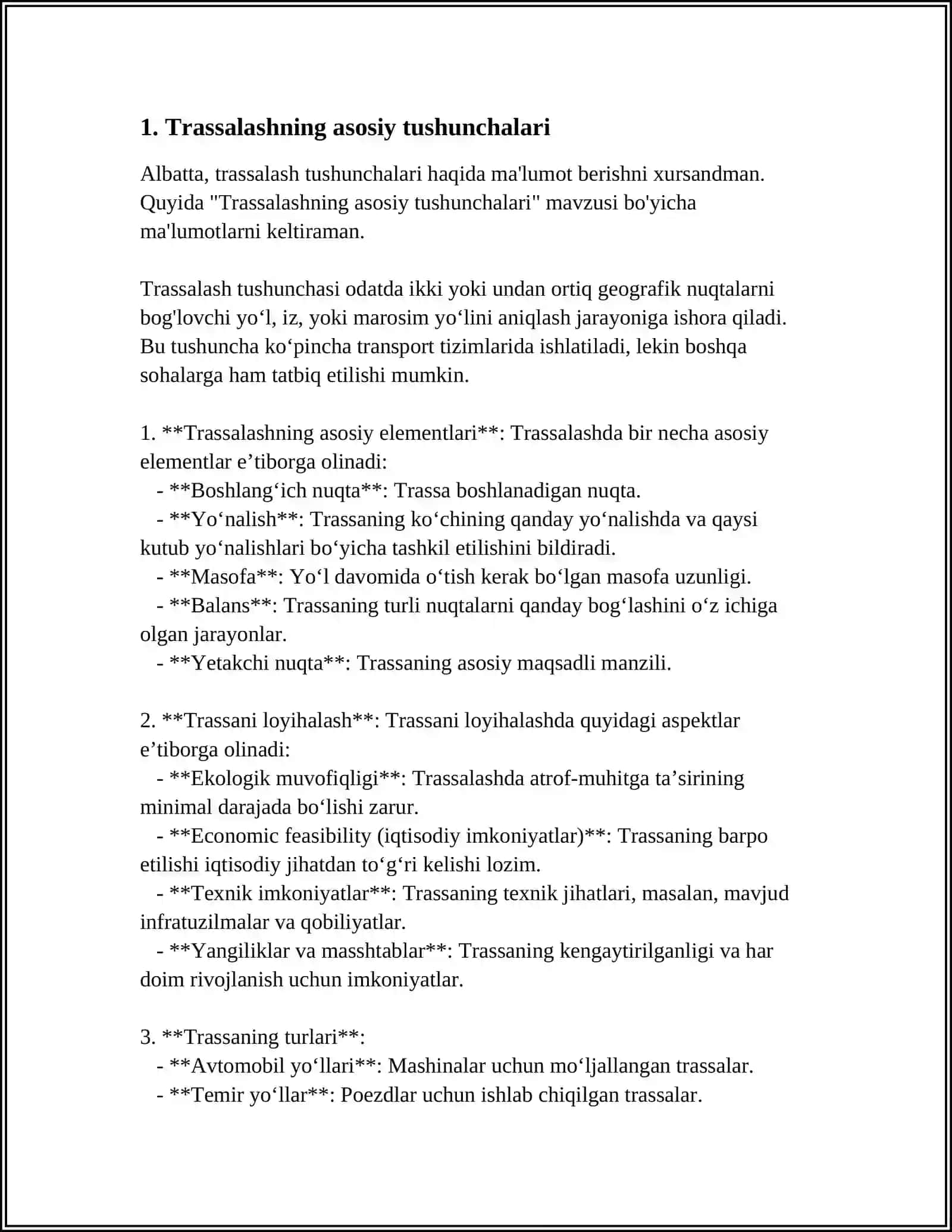 TEKIS JOYLARDA TRASSALASH.TRASSALASH QOIDALARI 3