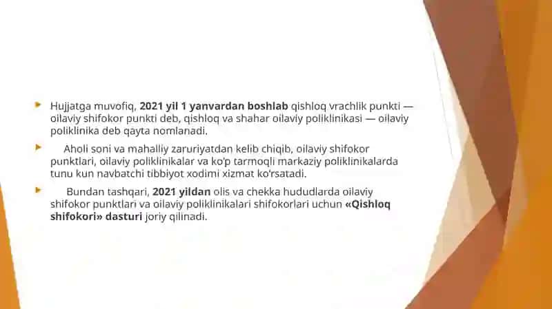 Qishloqvrachlik punkti—oilaviy shifo kor punkti 3