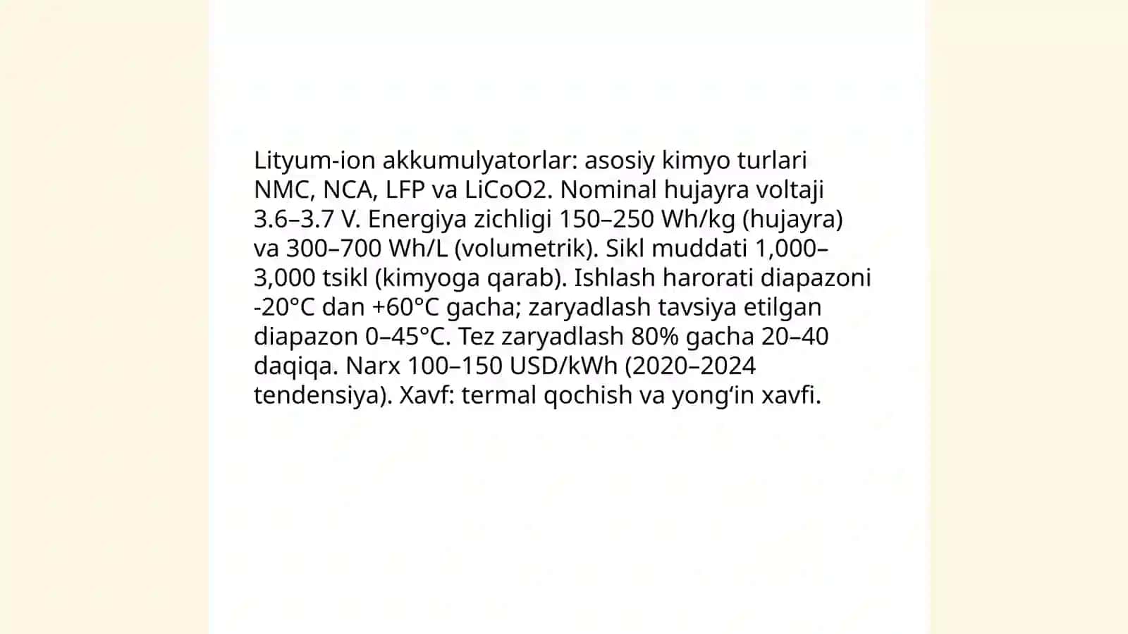 Elektromobillar uchun akkumlyator batareyalari turlari 3