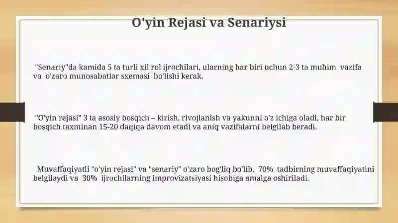 Sahnalashtirilgan òyinlarni tashkil etish va òtkazish 3