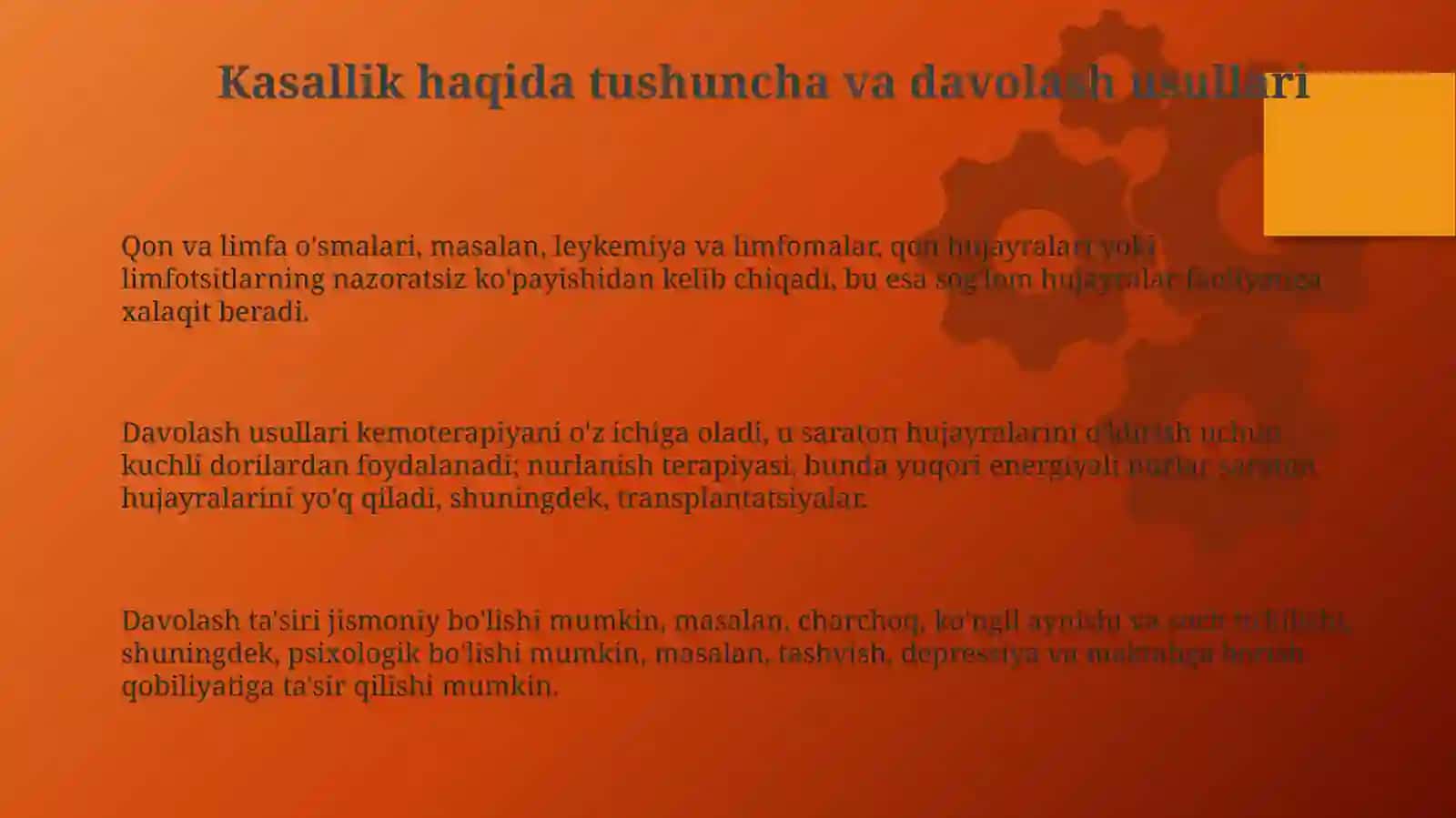 Qon va limfa oʻsmalari bilan ogʻrigan oʻquvchilar bilan mashgʻulot oʻtish tamoyillari 3