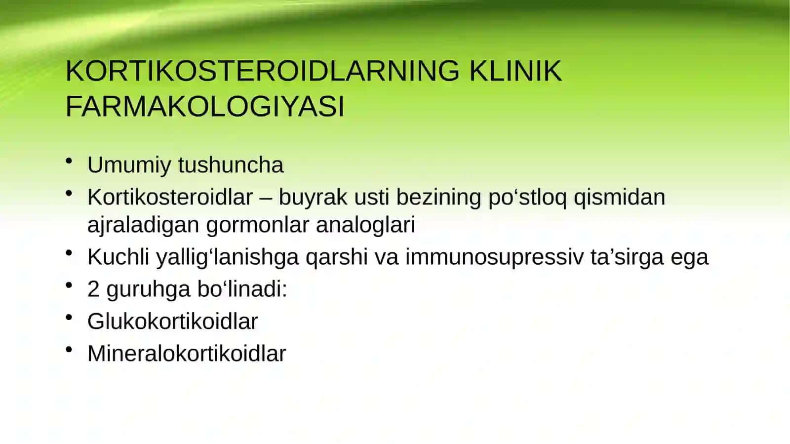 Kortikosteroidlarning klinik farmakologiyasi. Antigistaminguruh preparatlarining klinik farmakologiyasi 3