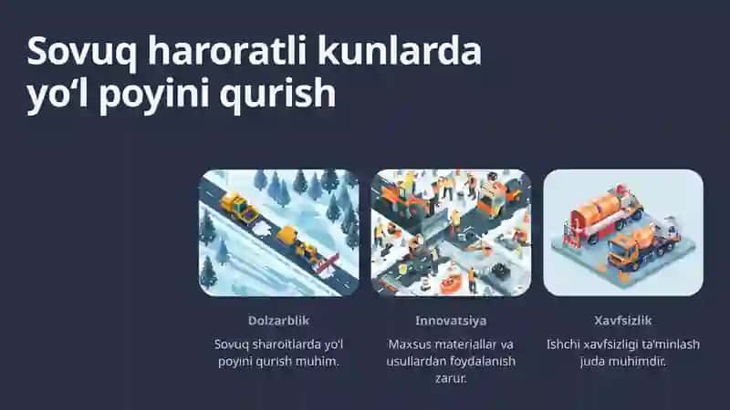 Sovuq haroratli kunlarda yo‘l poyini qurish 3
